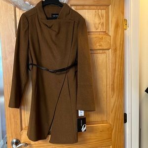 Nine West Brown belted wool coat